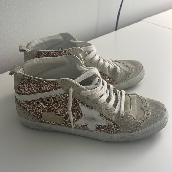 Golden Goose Mid Star Glitter Mid Top Sneakers - Picture 1 of 6